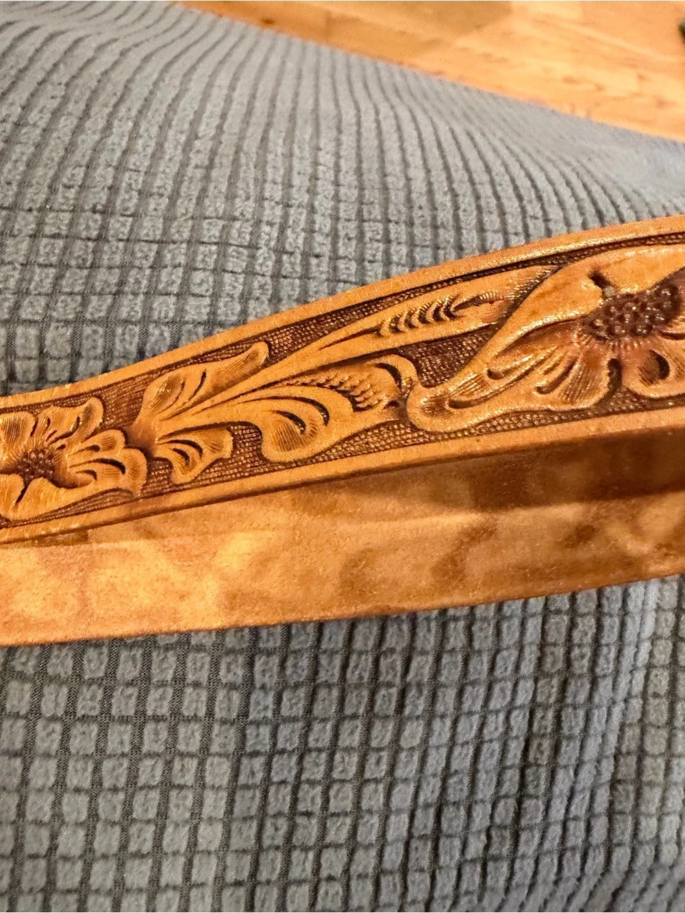 Chambers Brown/Tan Hand Tooled Leather Western Belt Silver Buckle Size 36 NWOTS!